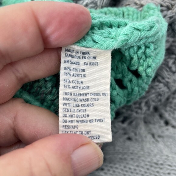 American Eagle Women Sweater Gray Green Ombre Open Cable Knit Cotton Medium - Picture 9 of 9